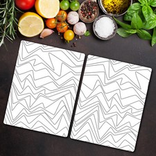 Planche à Découper en Verre Avec Motif Imprimé 2x40x52 Lignes blanc noir