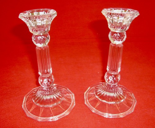 Paire bougeoirs verre - paire,