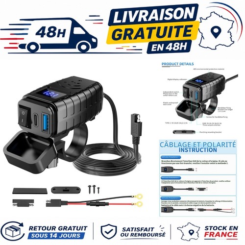 Prise usb moto 12v étanche - moto,