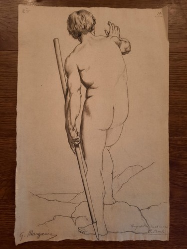 Dessin ancien portrait - nu,