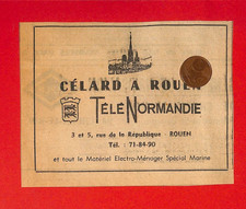 ROUEN ( 76 ) TÉLÉNORMANDIE / TÉLÉVISURS CÉLARD / PUBLICITÉ 1966