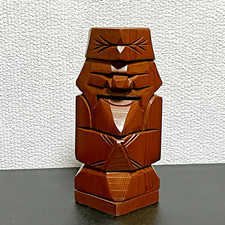 Ancienne sculpture sur bois Ainu - Tirelire Hokkaido - Souvenir japonais