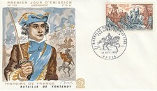 Enveloppe 1er jour 737 1970 Histoire de France Bataille de Fontenoy