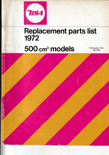 Bsa replacement parts list - parts,
