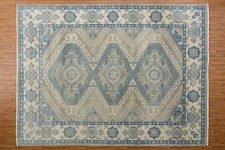 Main Noué Laine Tapis Bleu