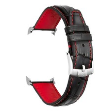 Bracelet montre de luxe PL 22 et 20 mm noir rouge cuir italien fermeture fabrication suisse