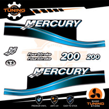 Kit d'autocollants pour moteur hors-bord Mercury 200 Ch - Four Stroke BLEU