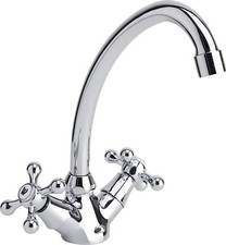 Robinet avec 2 mitigeurs et conduite d'eau courbe - Chrome - Cornat NO5 297