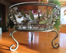 Ensemble Vasque en verre et support trois pieds métal vieilli - Partylite