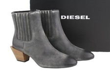 Bottes Femme DIESEL D-Texanne EU40 Noir Gris Cuir Cheville RRP290