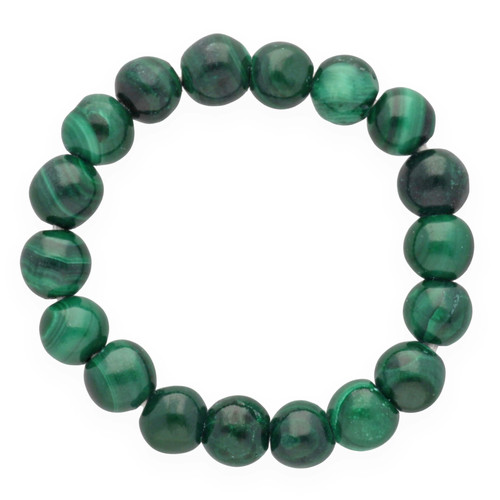Bague élastique malachite - bague, en