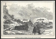 1877  -  BOULOGNE . NAUFRAGE DU BRICK NORVEGIEN FRID AU PIED MONT COUPLE . 4B467