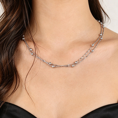 Collier double rang acier - collier,