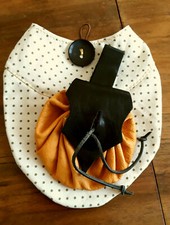 BOURSE MEDIEVALE + SA POCHETTE TISSU - CUIR TRES SOUPLE JAUNE SAFRAN & NOIR 