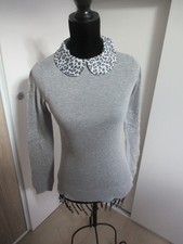 Pull gris clair col claudine - gris,