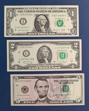 Lot billets 1, 2, 5$ dollars