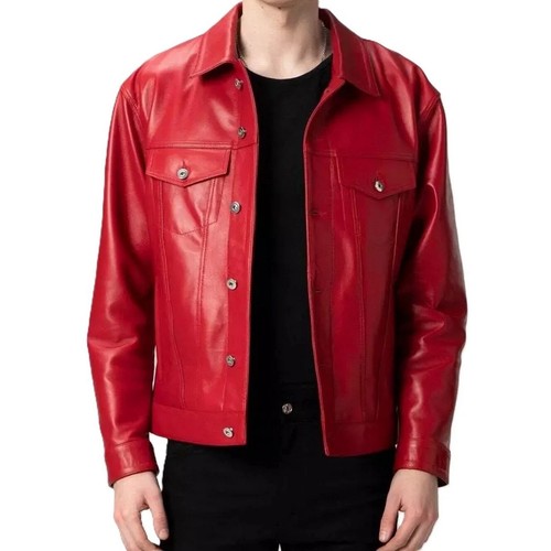 Veste trucker cuir agneau - veste,