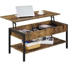 Table Basse avec Plateau Relevable Table de Salon avec Compartiment Caché en MDF