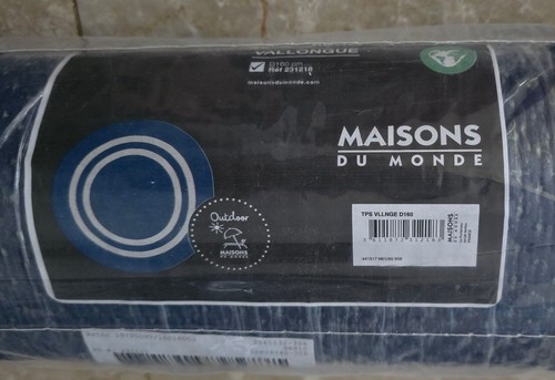 Tapis rond bleu - et, blanc