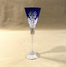 verre liqueurs cristal overlay SAINT LOUIS doublé BLEU modèle NELLY taille 7069
