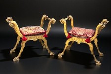 PAIRE DE TABOURETS CURULE