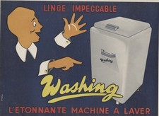"MACHINE A LAVER WASHING"Affiche originale entoilée Années 50 D.BELLEMIN 46x35cm