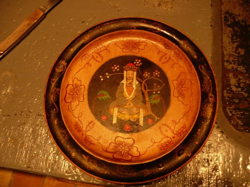 Peinture sur assiette bois - assiette,