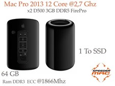  Mac Pro 6.1 @12 Core 2,7hz, 2x AMD D300, 64GB ram @1866Mhz, 1 To SSD, 2013