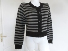 GILET ETAT NEUF MARQUE CAMAIEU LAINAGE EPAIS RAYURE NOIRE ET GRISE TAILLE 40/42 