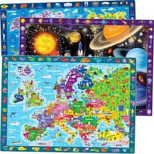 Puzzle Enfant 4 5 6 Ans - 3x100 Pièces Puzzle Carte du Monde pour Garçons et ...
