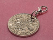 1955 70th Bracelet Pièce Sixpence Chance Anniversaire Breloque Prêt À Deltaplane