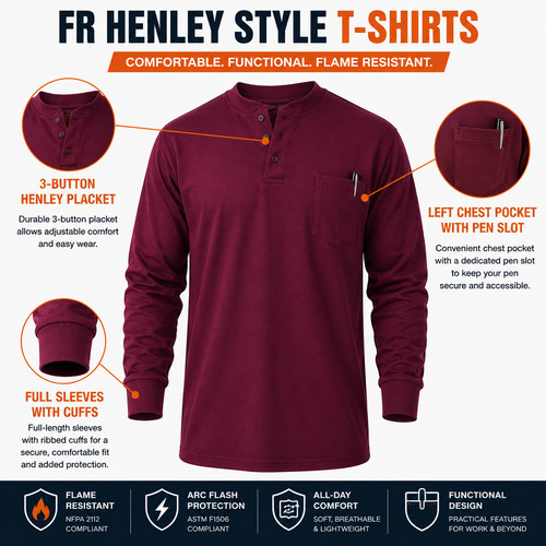 Flame resistant henley - flame,