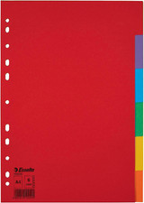 Intercalaires A4 6 Touches, Rouge/Multicolore, Carton Recyclé, 100200