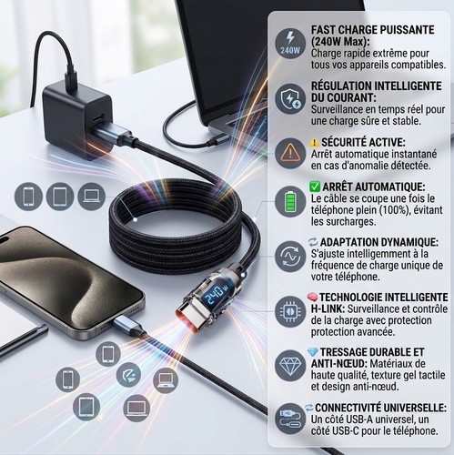 Câble 240w fast charge usb - fast-charge, usb-c