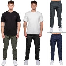 Hommes Enzo Cargo Pantalon Décontracté Pantalon Droit Resserré à Élastique Bas