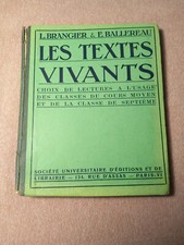 Ancien manuel scolaire - 1949 - Les textes vivants - SUDEL