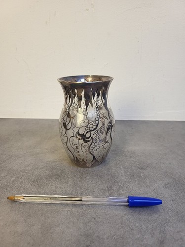 Petit vase verre - verre, argente