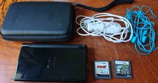 Nintendo DS Lite Console Noire + Housse Et Jeux. ⚠️ Défaut De Charnière ⚠️