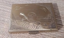 O19 Ancien poudrier de sac Pierrot- maquillage - Etui cigarettes - Laiton ciselé