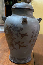 Très ancienne urne funeraire chine en terre cuite non vernissée