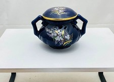 England Valentin ancien pot céramique bleu cobalt avec couvercle 9,5x12x9 cm env