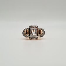 Bague vintage or rose 18 carats sertie de diamants, Taille 50.5, P 8.4g