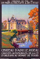 Affiche chemin de fer Paris Orléans & Etat - Azay-le-Rideau