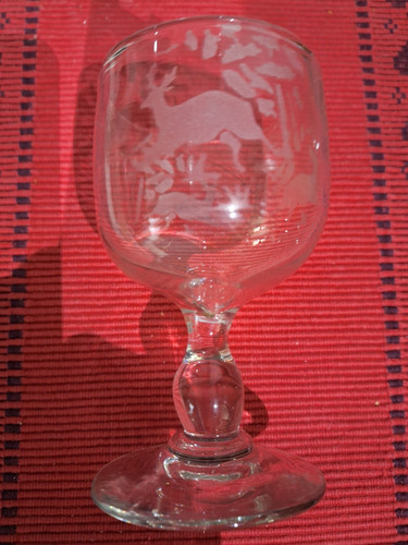 Ancien verre souffle gravé - ,