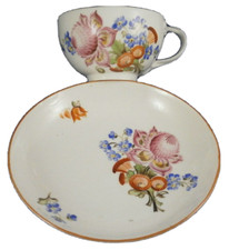 Antique 19thC Popov Porcelaine Russe Floral Tasse & Soucoupe Popoff Russie Popow