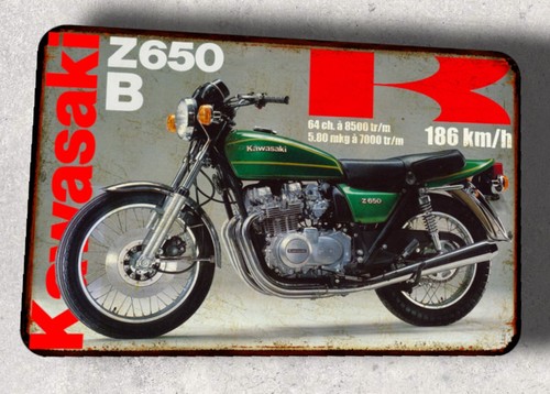Plaque métal vintage kawasaki - métal,