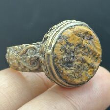 Rare ancienne bague en laiton taille-douce aigle légionnaire romain E