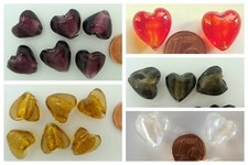 6 perles COEUR 15mm VERRE