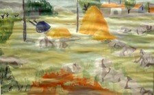 Ferme en été gouache expressionniste