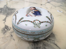 ANCIENNE BONBONNIERE PORCELAINE STYLE EMPIRE-COURONNE LAURIERS-EFFIGIE NAPOLEON